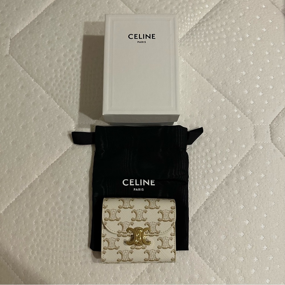Celine Small Wallet Triomphe Canvas